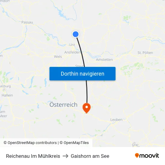 Reichenau Im Mühlkreis to Gaishorn am See map