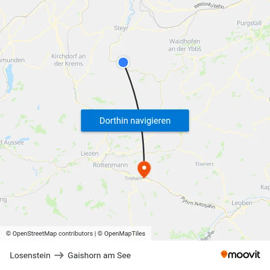 Losenstein to Gaishorn am See map