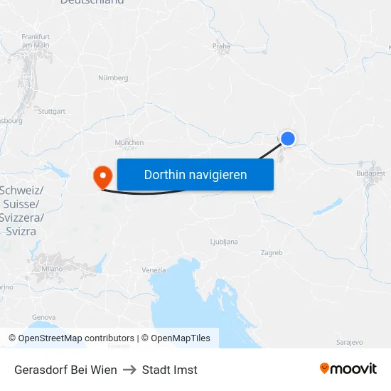 Gerasdorf Bei Wien to Stadt Imst map