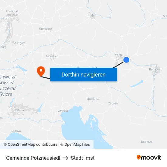 Gemeinde Potzneusiedl to Stadt Imst map