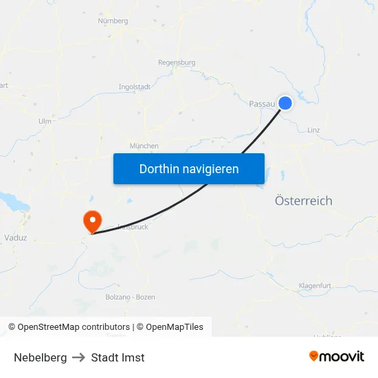 Nebelberg to Stadt Imst map