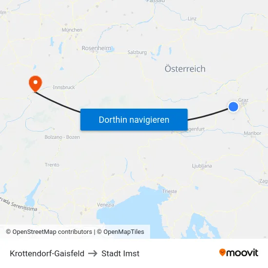 Krottendorf-Gaisfeld to Stadt Imst map