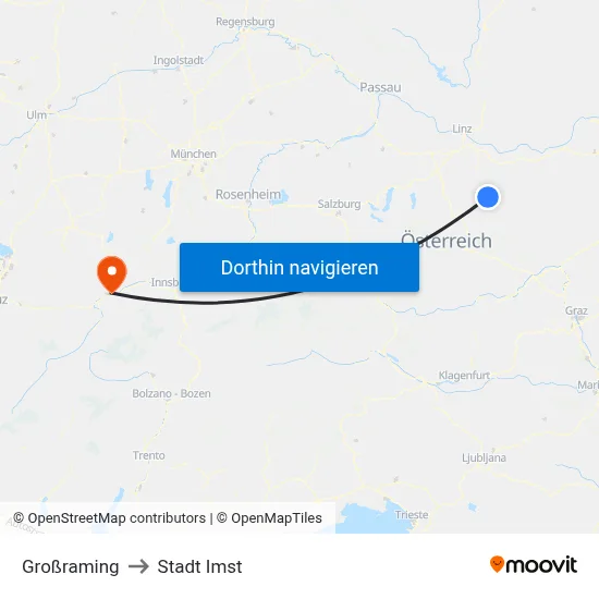 Großraming to Stadt Imst map