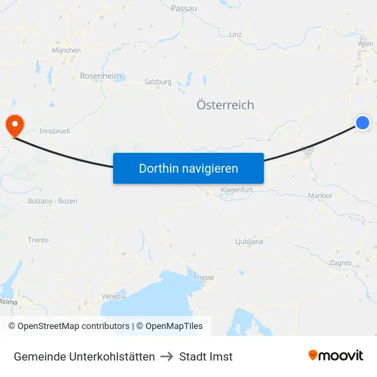 Gemeinde Unterkohlstätten to Stadt Imst map