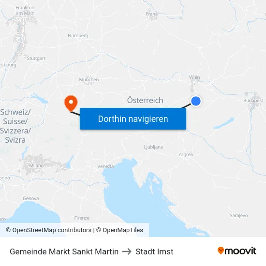 Gemeinde Markt Sankt Martin to Stadt Imst map