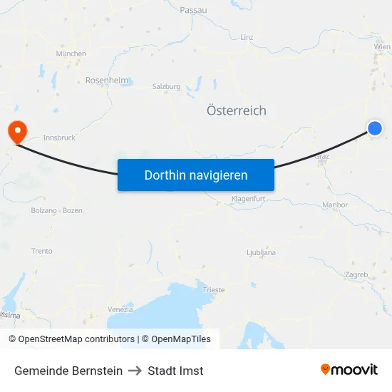 Gemeinde Bernstein to Stadt Imst map