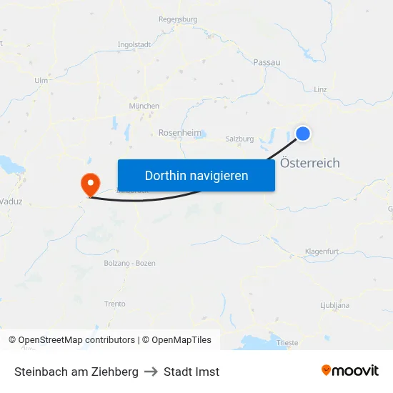 Steinbach am Ziehberg to Stadt Imst map