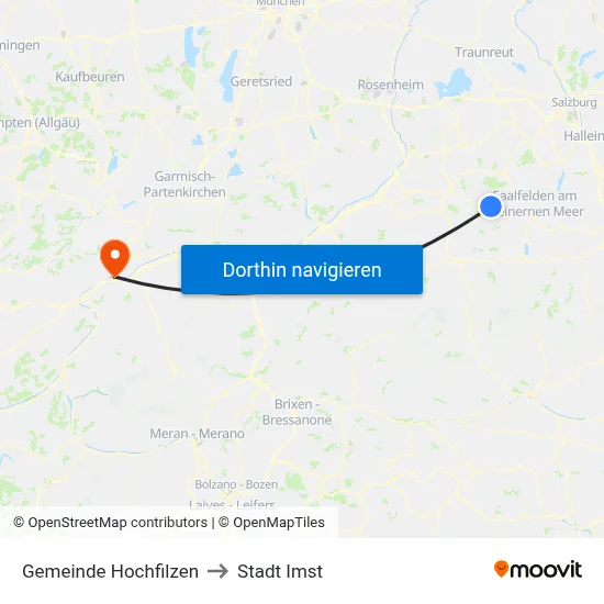 Gemeinde Hochfilzen to Stadt Imst map