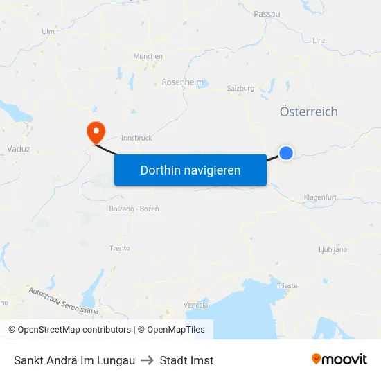 Sankt Andrä Im Lungau to Stadt Imst map