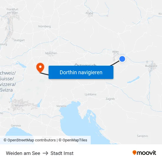 Weiden am See to Stadt Imst map