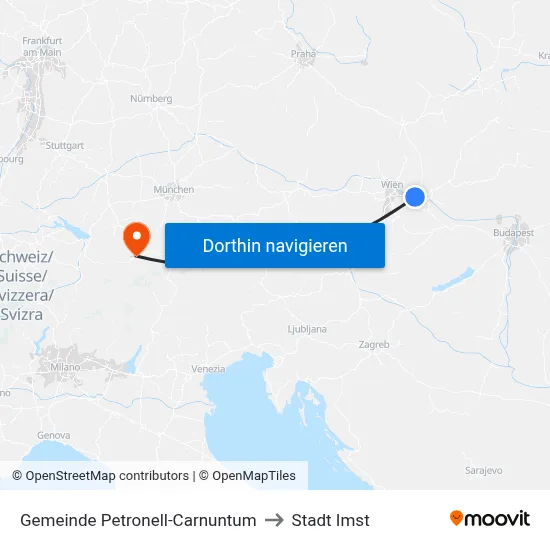 Gemeinde Petronell-Carnuntum to Stadt Imst map