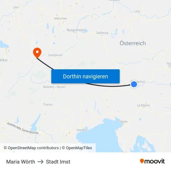 Maria Wörth to Stadt Imst map