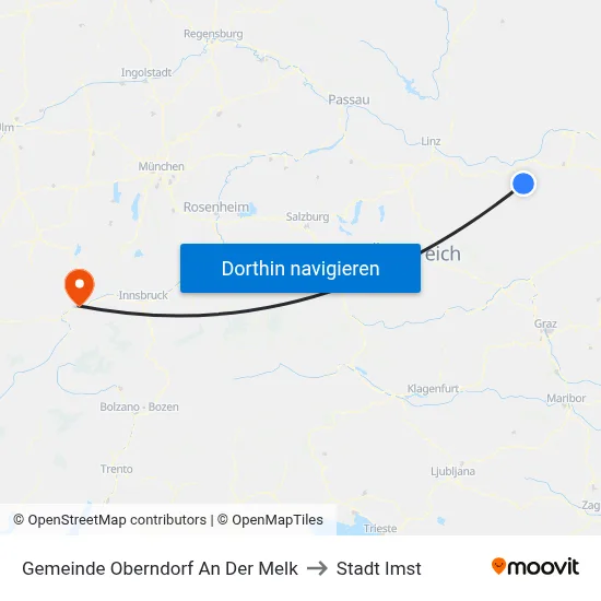 Gemeinde Oberndorf An Der Melk to Stadt Imst map
