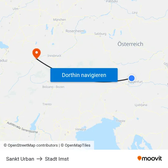 Sankt Urban to Stadt Imst map