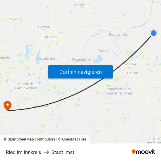 Ried Im Innkreis to Stadt Imst map