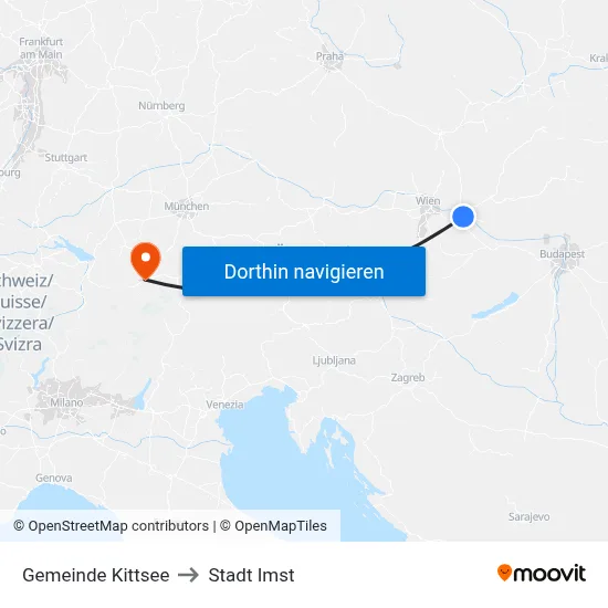 Gemeinde Kittsee to Stadt Imst map