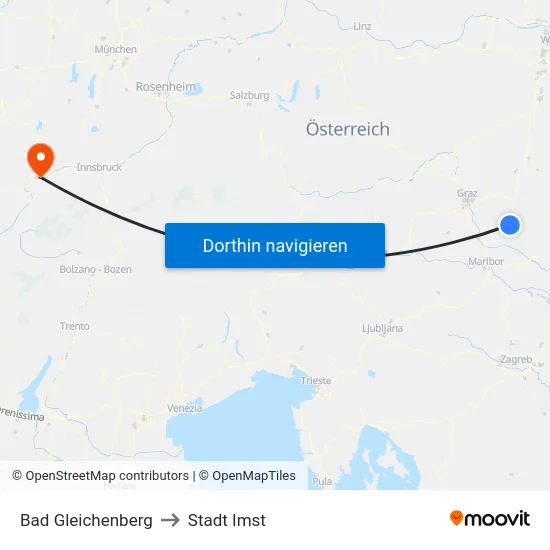 Bad Gleichenberg to Stadt Imst map