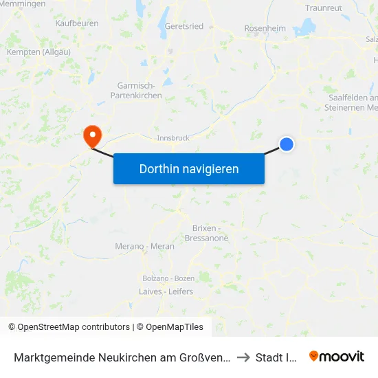 Marktgemeinde Neukirchen am Großvenediger to Stadt Imst map