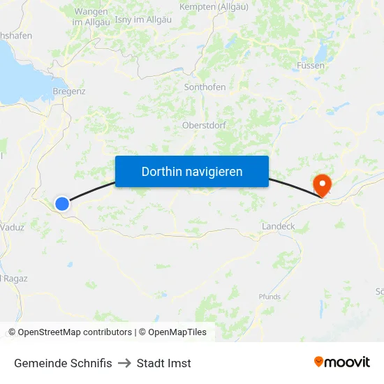 Gemeinde Schnifis to Stadt Imst map