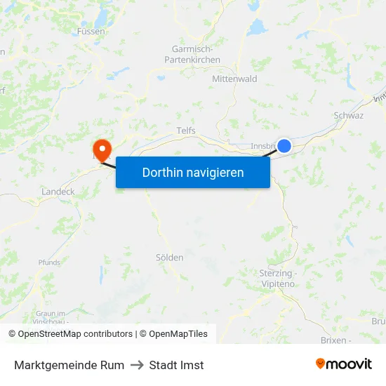 Marktgemeinde Rum to Stadt Imst map