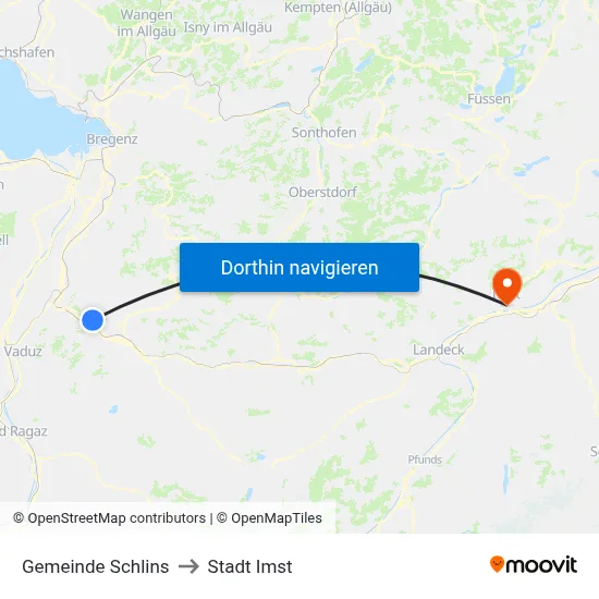 Gemeinde Schlins to Stadt Imst map