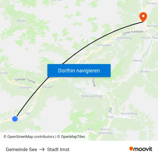 Gemeinde See to Stadt Imst map