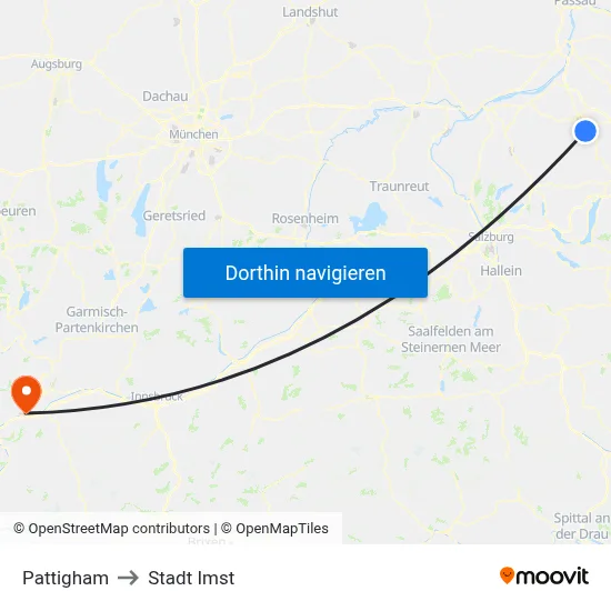 Pattigham to Stadt Imst map