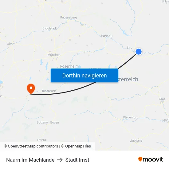 Naarn Im Machlande to Stadt Imst map