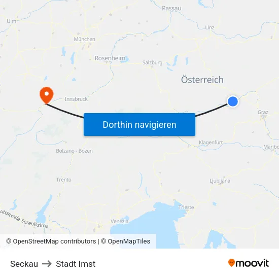 Seckau to Stadt Imst map