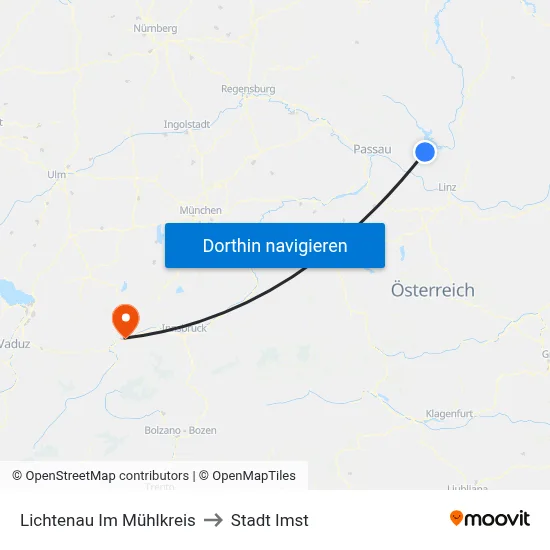 Lichtenau Im Mühlkreis to Stadt Imst map