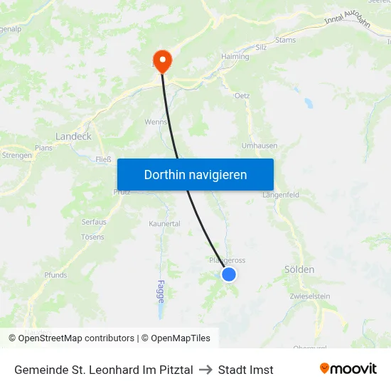 Gemeinde St. Leonhard Im Pitztal to Stadt Imst map