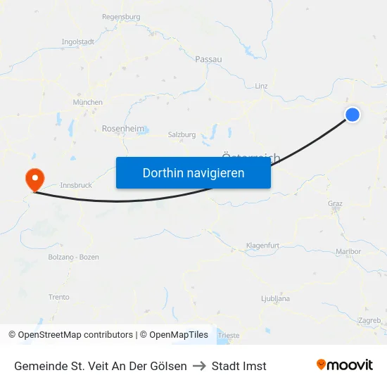 Gemeinde St. Veit An Der Gölsen to Stadt Imst map