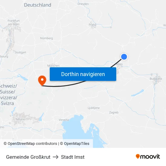 Gemeinde Großkrut to Stadt Imst map