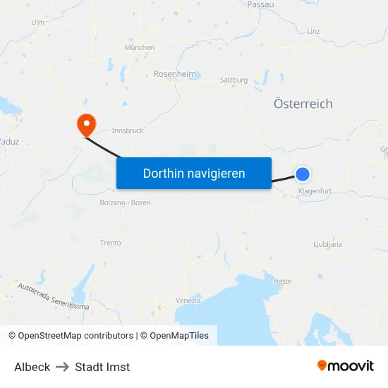 Albeck to Stadt Imst map