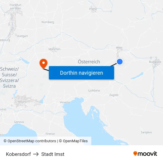 Kobersdorf to Stadt Imst map