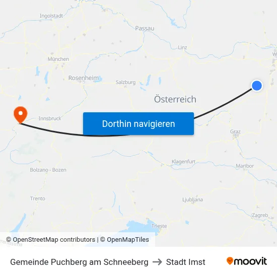 Gemeinde Puchberg am Schneeberg to Stadt Imst map