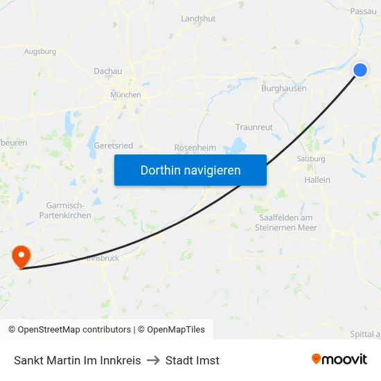 Sankt Martin Im Innkreis to Stadt Imst map