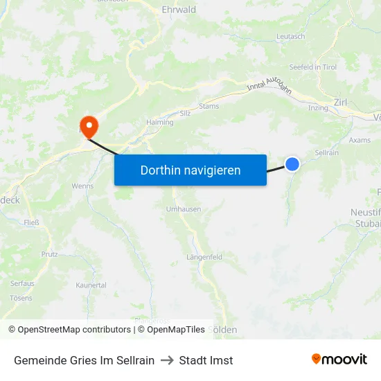Gemeinde Gries Im Sellrain to Stadt Imst map