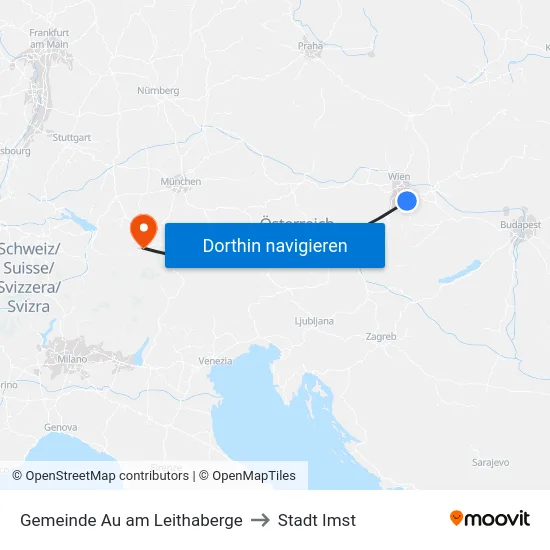 Gemeinde Au am Leithaberge to Stadt Imst map