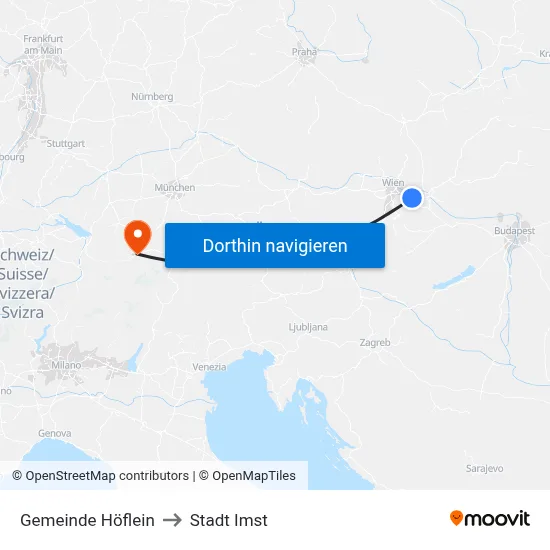 Gemeinde Höflein to Stadt Imst map