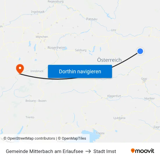Gemeinde Mitterbach am Erlaufsee to Stadt Imst map