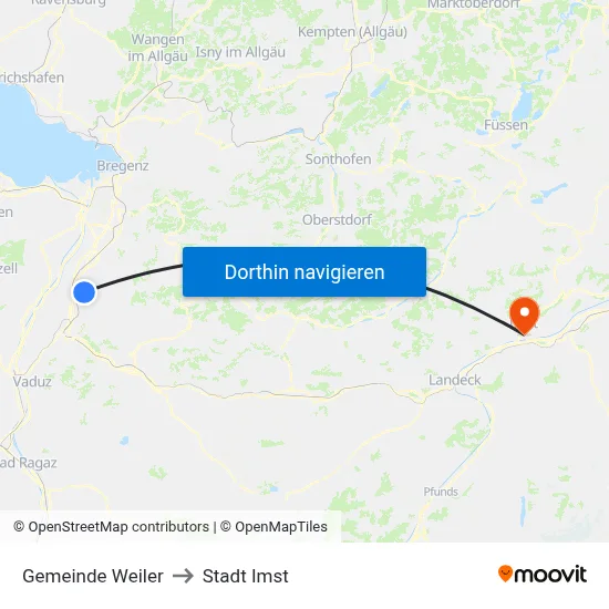 Gemeinde Weiler to Stadt Imst map