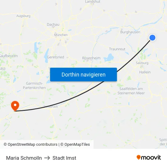 Maria Schmolln to Stadt Imst map