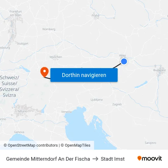 Gemeinde Mitterndorf An Der Fischa to Stadt Imst map