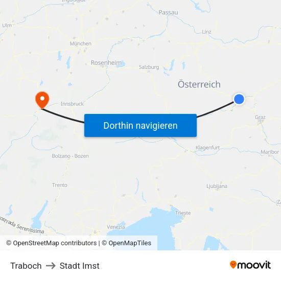 Traboch to Stadt Imst map