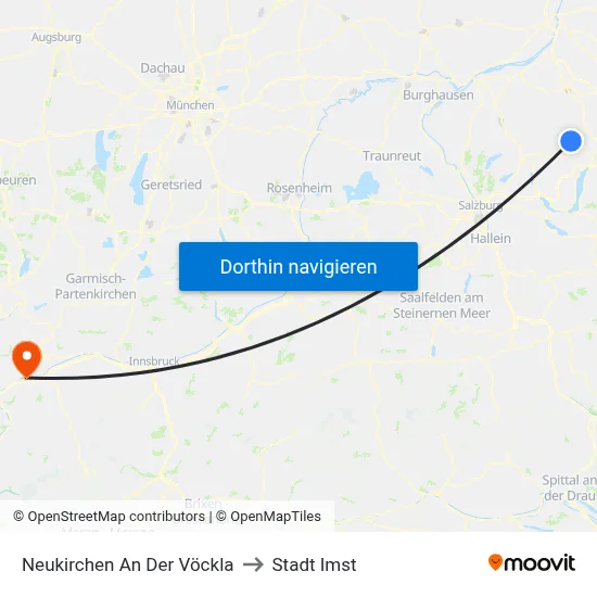 Neukirchen An Der Vöckla to Stadt Imst map
