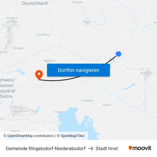 Gemeinde Ringelsdorf-Niederabsdorf to Stadt Imst map