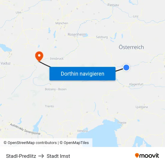 Stadl-Predlitz to Stadt Imst map
