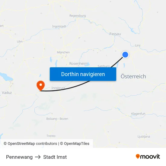 Pennewang to Stadt Imst map