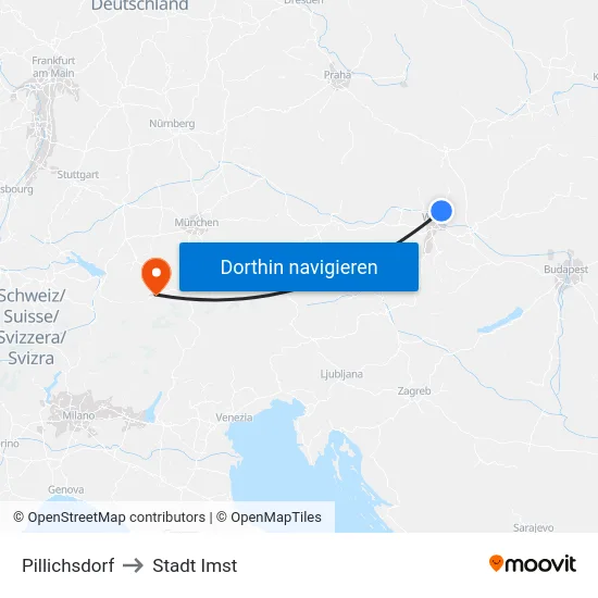 Pillichsdorf to Stadt Imst map